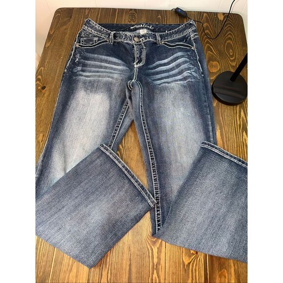 Maurices Womens Bootcut Jeans 14 medium Wash Heavy Stitch Stretch - Picture 3 of 9
